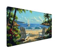 Tapis de Souris Plage Tapis de Souris Gaming XXL 900x400x3mm, Fleur Tapis de Bureau avec Bords Surpiqués et Dos Antidérapant, Mouse Pad Haute précision et Vitesse, Mousepad pour PC, Gaming, Model 688