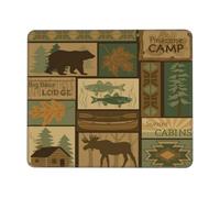 Tapis De Souris Plaid Rustique À Carreaux Style Western, Cabane, Ours Sauvage Mousepad Anti-Dérapant Souris Tapis Portable Accessoires De Jeu Mac Et Pc pour Souris Ordinateur Travail 25X30Cm