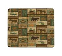 Tapis De Souris Plaid Rustique À Carreaux Style Western, Cabane, Ours Sauvage Tapis De Souris Gaming Portable Tapis De Bureau Durable Accessoires De Jeu Mac Et Pc pour Pc Bureau 25X30Cm