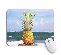 Tapis De Souris Plantation Verte Ananas Île Tropicale Plage De Rhum Jaune Tapis De Souris Carré Résistant À Usure Tapis Souris, pour Ordinateur Portable, Ordinateur, 25 x 30cm