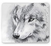 Tapis De Souris Portrait De Loup Sauvage avec Composition À L'Aquarelle Peinte À La Main Tapis De Souris Carré Doux Bureau Tapis Souris, pour Jeux, Ordinateur Portable, 25x30cm