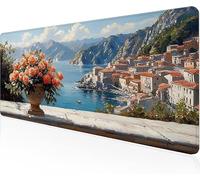 Tapis De Souris Pot À Fleurs,Sous Main Bureau Petite Ville Tapis De Souris XXL Gaming 700x400x3mm Protege Bureau Base AntidéRapante,Durable ImperméAble Texturé Microtissu AméLiore PréCision Y1-921