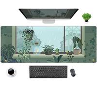 Tapis de souris pour les amoureux des plantes vertes mignons, XL, grand tapis de souris de jeu animé, tapis de souris à feuilles kawaii, tapis de clavier pour fille, décoration de bureau pour femme,