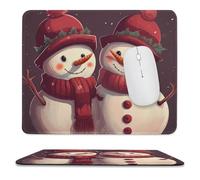 Tapis de souris pour ordinateur avec base en caoutchouc antidérapant, deux bonshommes de neige rouges, tapis de souris lavable, tapis de souris portable pour ordinateur portable, bureau, maison, 24,9
