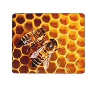 Tapis de souris pour ordinateur avec base en caoutchouc antidérapant, motif abeille sur nid d'abeille, tapis de souris imperméable personnalisé pour bureau, maison, ordinateur portable, voyage