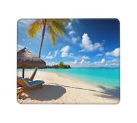 Tapis de souris pour ordinateur avec base en caoutchouc antidérapant, motif plage tropicale, imperméable, tapis de souris personnalisé pour bureau, maison, ordinateur portable, voyage