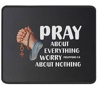 Tapis De Souris Pray About Everything Worry About Nothing Religious Scripture Inspirational Verses Christianty Mouse Pad Doux sous-Main Parfait Tapis De Bureau pour Voyage Table Claviers 25X30CM