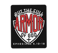Tapis De Souris Put The Full Armor of God Ephesians 6.10 18 Tapis De Bureau Anti-Dérapant Mouse Pad Comfortable Mousepad pour Claviers Voyage Table 25X30CM