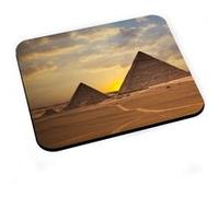Tapis de souris Pyramides de gizeh egypte couche de soleil paysage antique