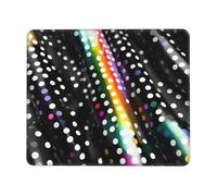 Tapis de souris rectangulaire à paillettes arc-en-ciel à rayures noires et blanches pour ordinateur, antidérapant, 25,4 x 30,5 cm, 20,9 x 24,1 cm