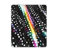 Tapis de souris rectangulaire avec base antidérapante, motif à rayures arc-en-ciel à pois noirs et blancs, 25,4 x 30,5 cm