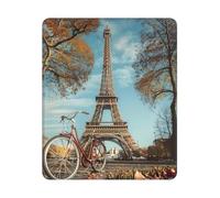 Tapis de souris rectangulaire avec base antidérapante, motif tour Eiffel, vélo, 25,4 x 30,5 cm