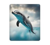 Tapis de souris rectangulaire avec base en caoutchouc antidérapant Motif dauphin qui vous regarde, 30,5 x 25,4 cm