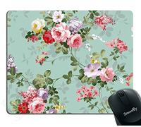 Tapis de souris rectangulaire avec de belles fleurs comme une princesse endormie - Montrez l'amour à votre véritable amour - Motif floral vintage