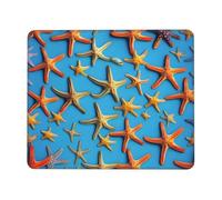 Tapis de souris rectangulaire avec de nombreuses étoiles de mer imprimées sur fond bleu pour ordinateur, tapis de souris antidérapant, 25,4 x 30,5 cm, 20,9 x 24,1 cm