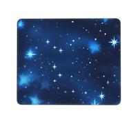 Tapis de souris rectangulaire avec imprimé étoiles brillantes bleues pour ordinateur, tapis de souris antidérapant 25,4 x 30,5 cm, 20,9 x 24,1 cm