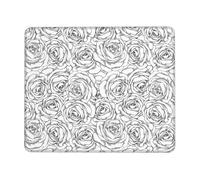 Tapis de souris rectangulaire avec imprimé roses noires et blanches pour ordinateur, tapis de souris antidérapant 25,4 x 30,5 cm, 20,9 x 24,1 cm