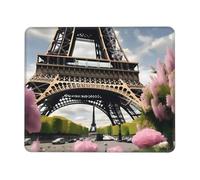 Tapis de souris rectangulaire avec imprimé Tour Eiffel et fleur de Paris pour ordinateur, tapis de souris antidérapant 25,4 x 30,5 cm 20,9 x 24,1 cm