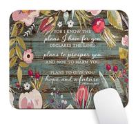 Tapis de souris rectangulaire avec versets de la Bible chrétienne Jérémie 29-11 Citations, Fleurs Vintage Rustiques Vieilles Colorés Floral Art Tapis de souris pour I Know The Plans I Have for You