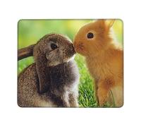 Tapis de souris rectangulaire en caoutchouc antidérapant avec imprimé couple de lapins pour bureau, maison, jeux vidéo, 21,1 x 26,2 cm