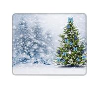 Tapis de souris rectangulaire en caoutchouc antidérapant avec motif boules d'arbre de Noël, neige, pour bureau, maison, jeux, 25,4 x 30,5 cm