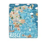 Tapis de souris rectangulaire imprimé carte de Grèce, base en caoutchouc antidérapant, 30,5 x 25,4 cm