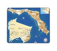 Tapis de souris rectangulaire imprimé carte de la Grèce, tapis de souris pour ordinateur, tapis de souris antidérapant 25,4 x 30,5 cm, 20,9 x 24,1 cm