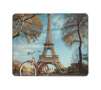 Tapis de souris rectangulaire imprimé tour Eiffel vélo pour ordinateur, tapis de souris antidérapant 25,4 x 30,5 cm, 20,9 x 24,1 cm