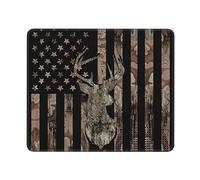 Tapis de souris rectangulaire motif camouflage drapeau américain cerf texturé de qualité supérieure lavable avec bords cousus étendus Base en caoutchouc antidérapant Petit tapis de souris 30 x 24,9 cm