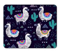 Tapis de souris rectangulaire - Motif lama violet alpaga cactus 23,5 x 19,6 cm (9,3 x 7,7 pouces) pour ordinateur et ordinateur portable, bureau, base antidérapante #46226