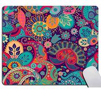 Tapis de souris rectangulaire motif mandala, imprimé cachemire bohème texturé de qualité supérieure, tapis de souris lavable, base en caoutchouc antidérapant, tapis de souris d'ordinateur personnalisé