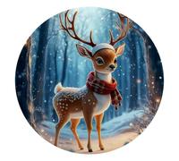 Tapis de souris rectangulaire pour bureau - Motif cerf Sika de Noël - Avec base antidérapante - Bords cousus - Pour clavier et souris - 25 cm