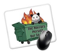 Tapis de souris rectangulaire « The Horrors Persist But So Do I » - Tapis de souris amusant pour bureau, benne à ordures - Cadeau pour les amateurs de possum pour collègues et amis