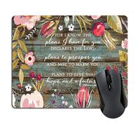 Tapis de souris rectangulaire Wknoon, versets de la Bible chrétienne, citations de Jérémie 29-11, fleurs vintage, rustique, vieux, coloré, art fl