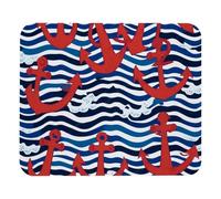 Tapis De Souris Red Anchors Blue Wave Stripes Pattern Mouse Pad Résistant Aux Eclaboussures Accessoires De Jeu Glissement Facile Tapis Souris pour Ordinateur Gaming Bureau M