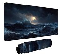 Tapis de Souris, Résistant à Usure Lavable Tapis de Souris antidérapant, Bords Surpiqués, Grand Mat de Bureau Convient pour Les Jeux, Maison, Le Bureau, XXL Mouse Pad 1200x600x3mm Ondes Sombres #L1808