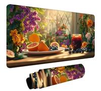 Tapis de Souris, Résistant à Usure Lavable Tapis de Souris antidérapant, Bords Surpiqués, Grand Mat de Bureau Convient pour Les Jeux, Maison, Bureau, XXL Mouse Pad 900x400x3mm Plantes Et Fruits #L1690