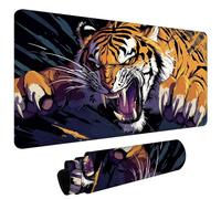 Tapis de Souris, Résistant à Usure Lavable Tapis de Souris antidérapant, Bords Surpiqués, Grand Mat de Bureau Convient pour Les Jeux, la Maison, Le Bureau, XXL Mouse Pad 1000x400x3mm Tigre Fort #L510