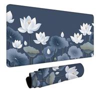 Tapis de Souris, Résistant à Usure Lavable Tapis de Souris antidérapant, Bords Surpiqués, Grand Mat de Bureau Convient pour Les Jeux, la Maison et Le Bureau, XXL Mouse Pad 900x400x3mm Gris Lotus #L514