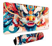 Tapis de Souris, Résistant à Usure Lavable Tapis de Souris antidérapant, Bords Surpiqués, Grand Mat de Bureau Convient pour Les Jeux, Bureau, XXL Mouse Pad 1000x400x3mm Danse du Lion en #L540