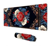 Tapis de Souris Rétro 800x300 mm Grand Tapis de Souris Gaming Imperméable Mouse Pad Fleur Accessoire Bureau Mouse Pad avec Bords Cousus et Base en Caoutchouc Antidérapante pour Gamer Cadeau Homme J-77