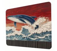 Tapis de Souris Rétro, Tapis de Souris Gaming - Base en Caoutchouc Imperméable et Antidérapante, Suivi et stabilité Optimum, pour Gamer, Ordinateur, PC, Cadeau Homme, Baleine 320 x 260 x 3mm J0-298