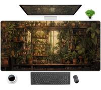 Tapis de souris rétro vert pour amateur de plantes, tapis de souris mignon sauge, XXL, grand tapis de souris de jeu étendu, 80 x 40 cm, accessoires de bureau esthétiques pour femme, tapis