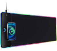 Tapis de Souris RGB 10 LED Modes avec Charge sans Fil Rapide de 15W, Surface Lisse Premium, Antidérapant pour Gaming Bureau PC