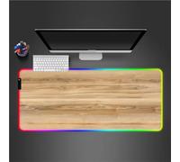 Tapis de Souris RGB Grain de Bois XXL Grand 900x400x3mm 7 Couleurs 14 Modes D'éclairage Tapis de Souris de Jeu LED avec Base en Caoutchouc Antidérapant pour Clavier PC