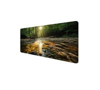 Tapis de Souris RivièRe, Tapis Souris XXL Gaming 700x400x3mm Antidérapant Étanche Base en Caoutchouc Mouse Pad, Desk Mat avec Bords Cousus, Précision Améliorées pour PC, Ordinateur,Gamer, (ForêT) D1-9