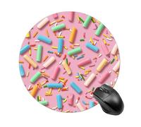 Tapis de souris rond à motif bonbon coloré pour ordinateur, tapis de souris imperméable avec base en caoutchouc antidérapant, lavable, tapis de souris personnalisé pour tapis de bureau 20 cm