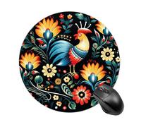 Tapis de souris rond à motif d'art populaire polonais avec base en caoutchouc antidérapant, imperméable, tapis de souris texturé de qualité supérieure pour ordinateur portable de 19,8 cm