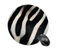 Tapis de souris rond à motif peau de zèbre - Imperméable - Avec base en caoutchouc antidérapant - Pour ordinateur portable et bureau - 20 cm