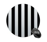 Tapis de souris rond à rayures noires et blanches, tapis de souris de jeu extra densité, portable, confortable, pour bureau, maison, bureau, 20 x 20 cm